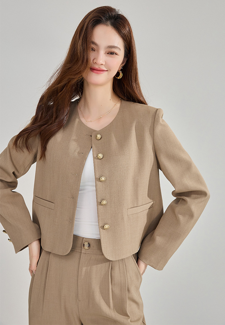 New solid color temperament suit jacket CA24091137YE