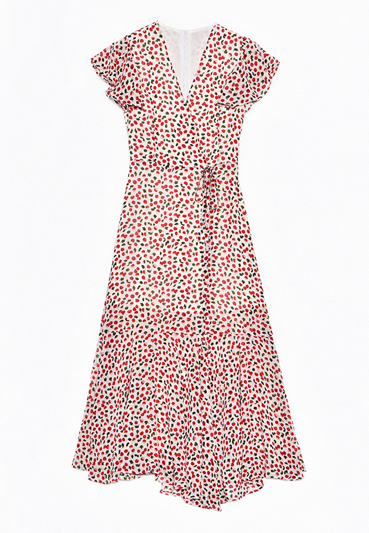 French elegant shirred fishtail floral dress CA101937W