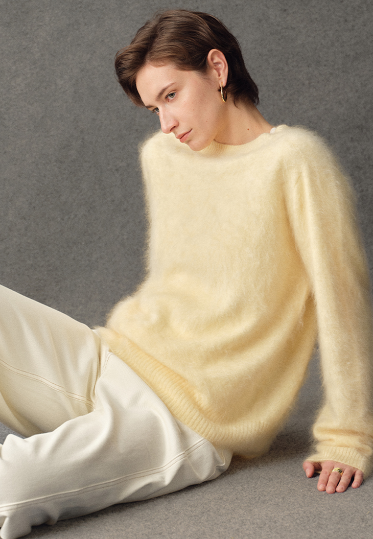 Classic Crew Neck Brushed Cashmere Sweater CA25102437BE