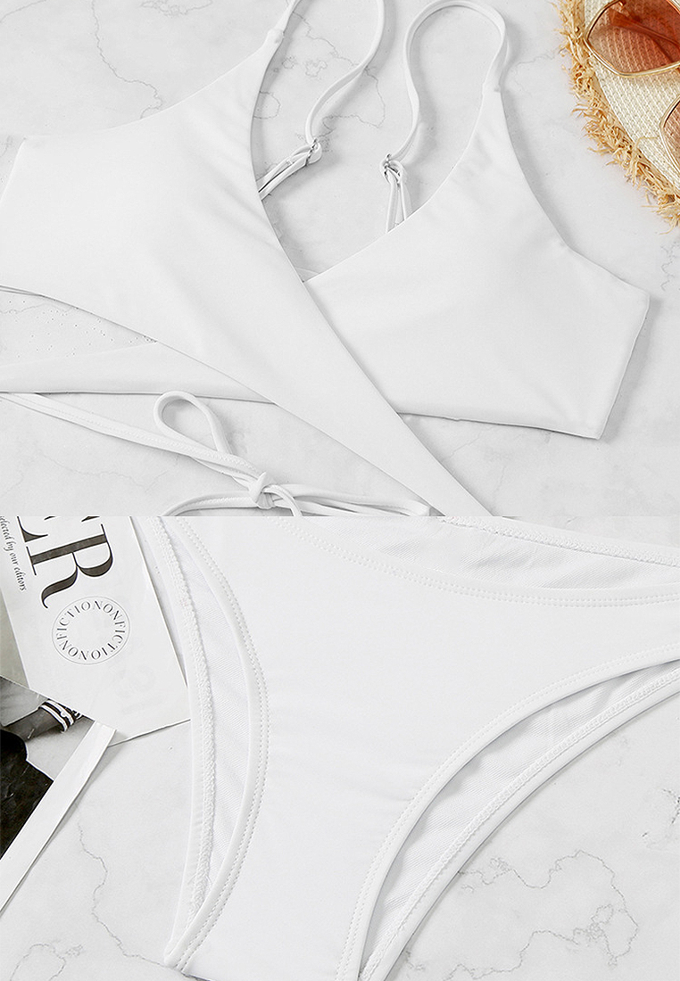 European and American solid color low-waisted swimsuit set CA24032137