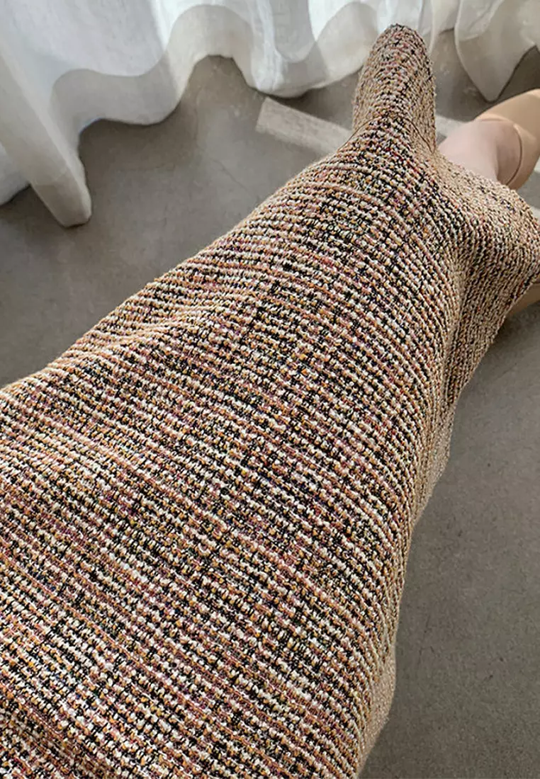 Vintage long shoulder strap dress with temperament CA24092717BW