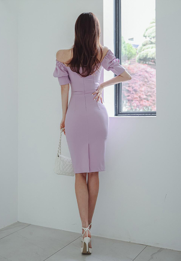 2023 Summer Korean-style New Bubble Sleeve Noble Pencil Dress CA061338PU