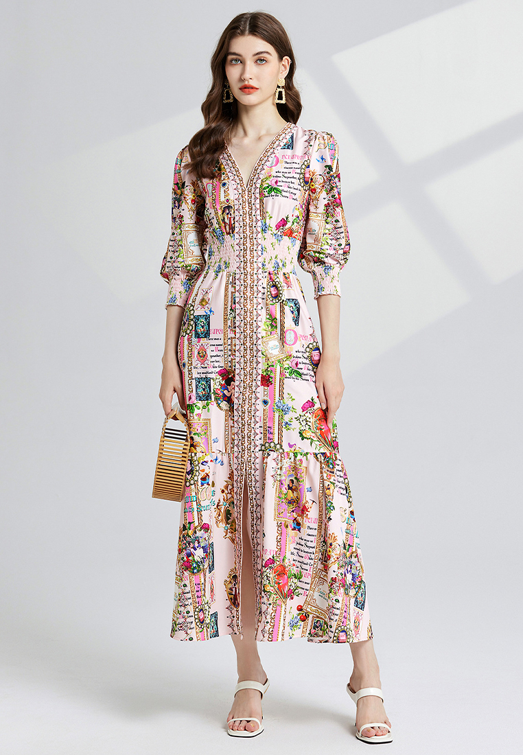 New slim fit floral long dress CA241128138PI