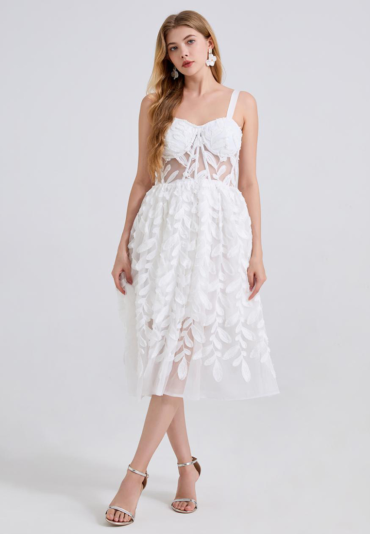 New Romantic Flower Slim Suspender Dress CA25070938PI