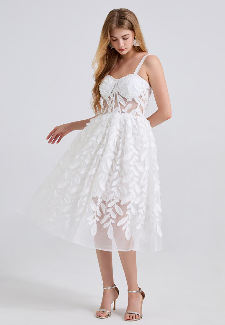 New Romantic Flower Slim Suspender Dress CA25070938PI