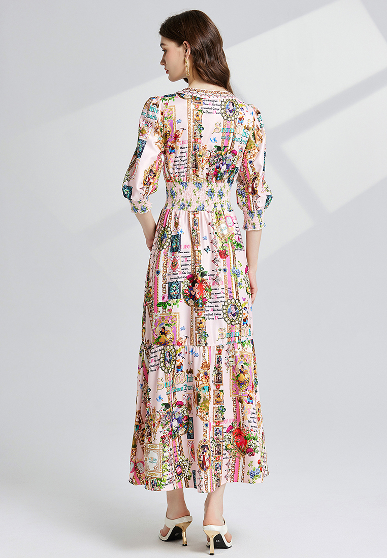 New slim fit floral long dress CA241128138PI