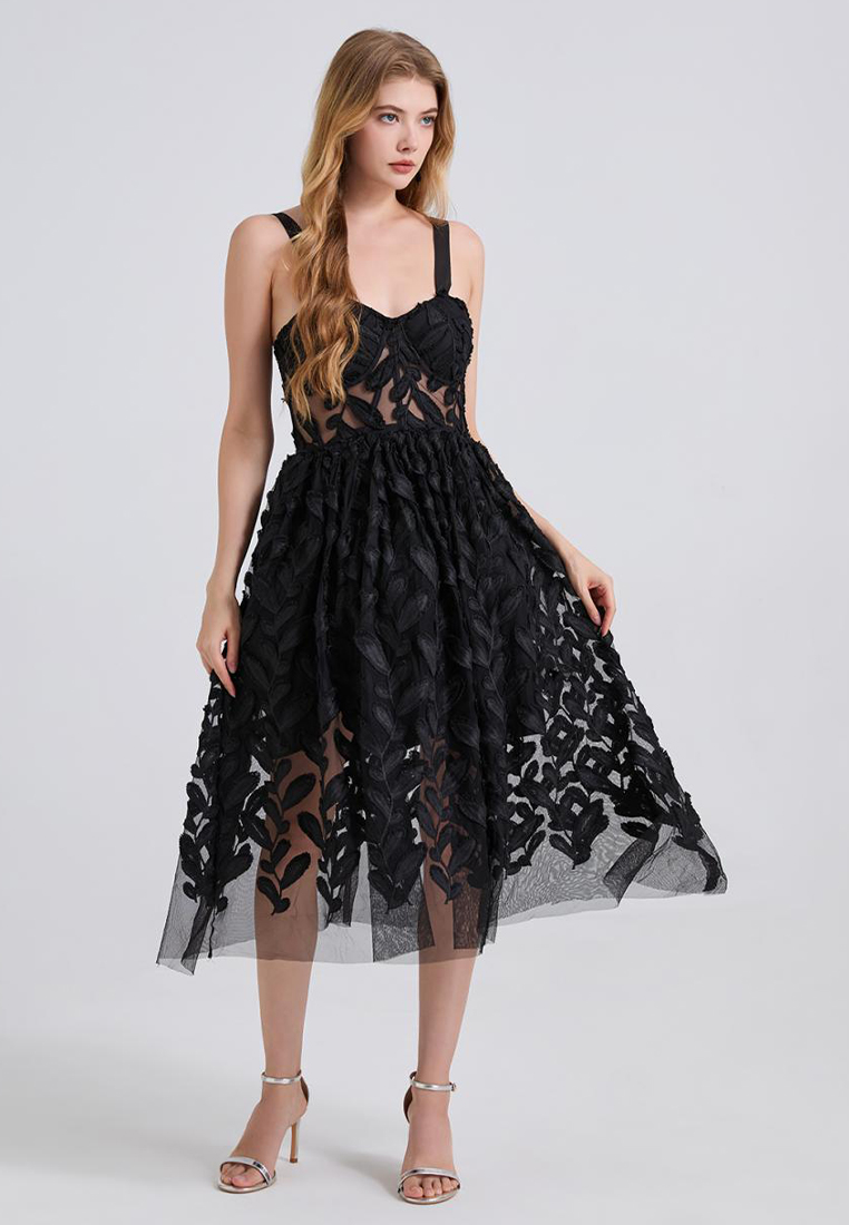 New Romantic Flower Slim Suspender Dress CA25070938PI