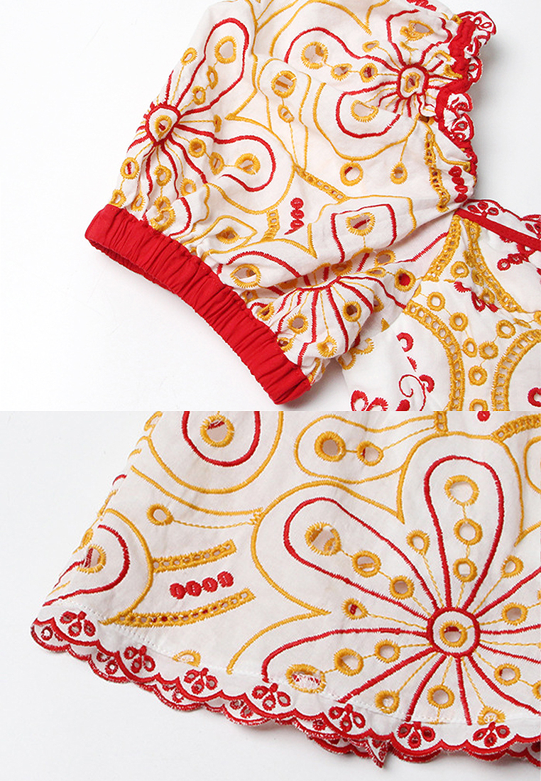 2024 Spring Bohemian Square Neck Waist Wrap Dress CA24032638RD