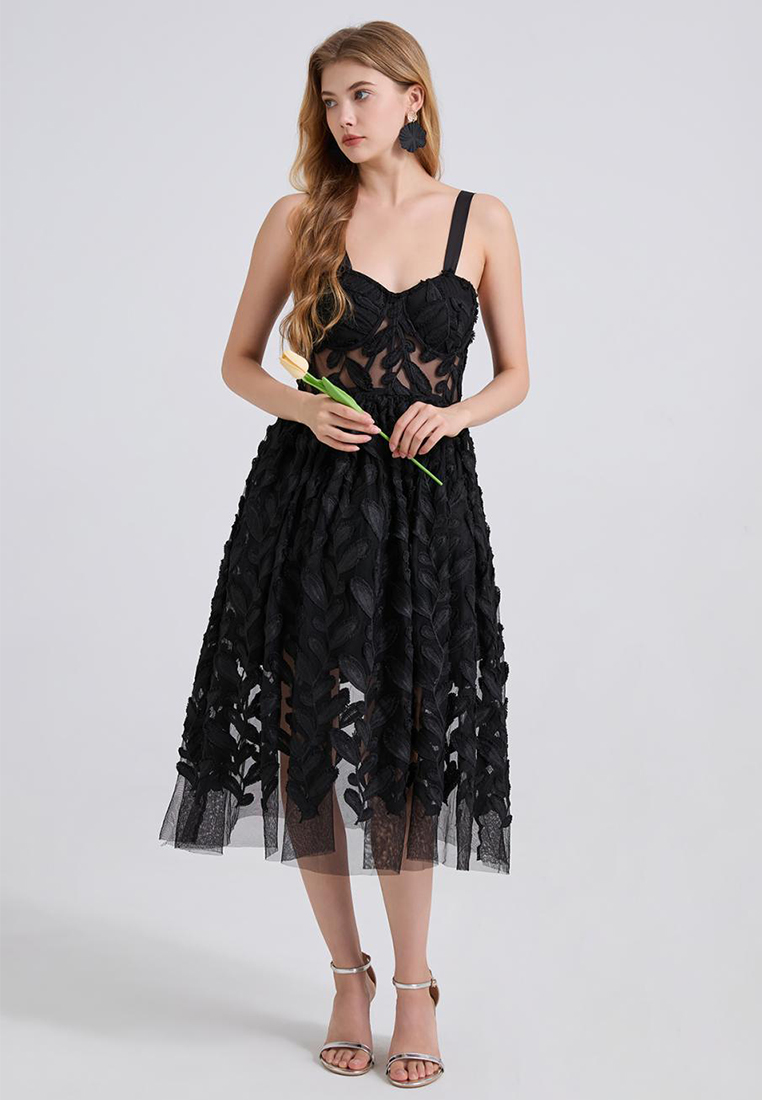 New Romantic Flower Slim Suspender Dress CA25070938PI