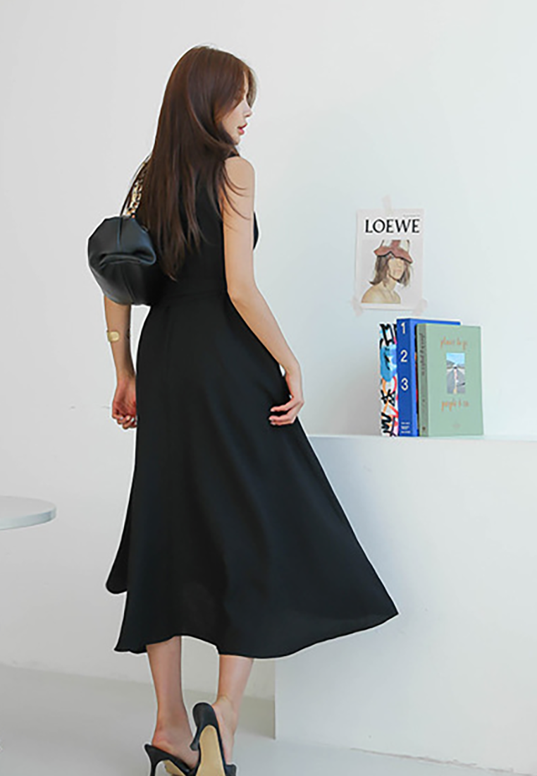 New Lapel Waist-Cinching Dress CA25091538BK