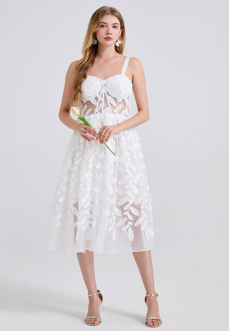 New Romantic Flower Slim Suspender Dress CA25070938PI