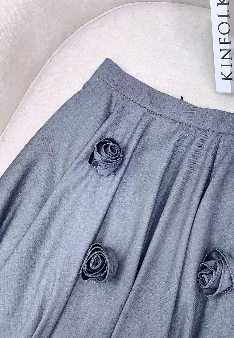 New Three-dimensional Flower Waist Pleated Premium Skirt K102204