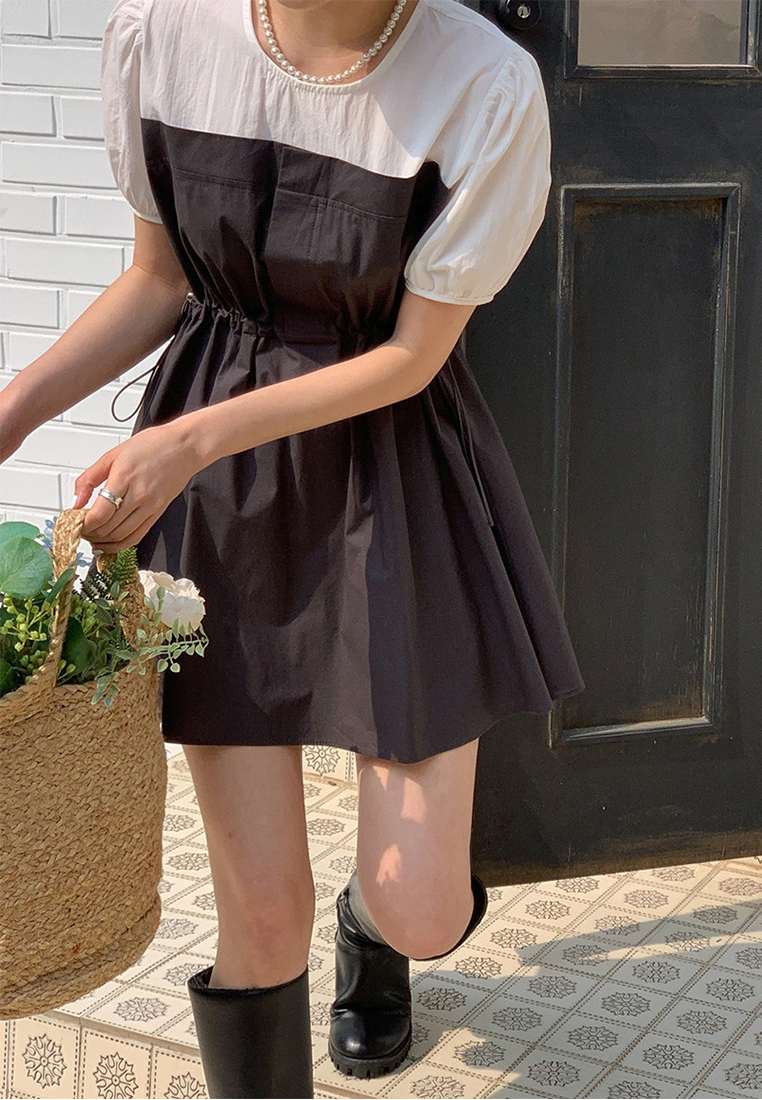 Stylish waist cinching dress with temperament CA25032744BK