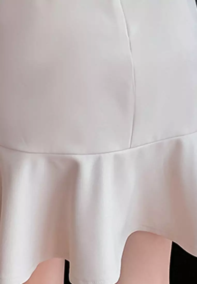 Temperament High Waist Pack Hip Ruffle Skirt A22022521BK