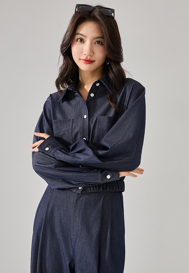 Blue loose shirt and pants set CA24091139BL