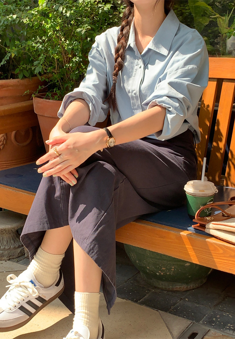 New high waist slimming mid-length straight skirt CA25042939LGBL