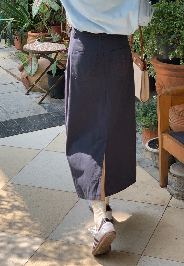 New high waist slimming mid-length straight skirt CA25042939LGBL