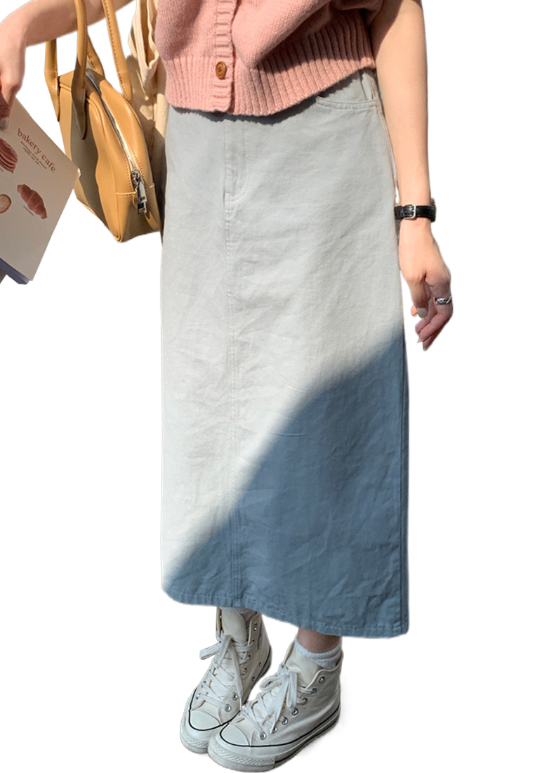 New high waist slimming mid-length straight skirt CA25042939LGBL