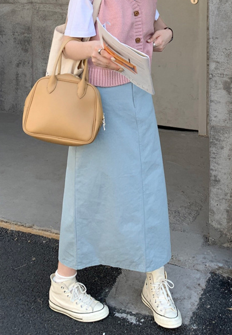 New high waist slimming mid-length straight skirt CA25042939LGBL