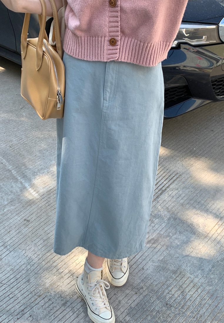 New high waist slimming mid-length straight skirt CA25042939LGBL