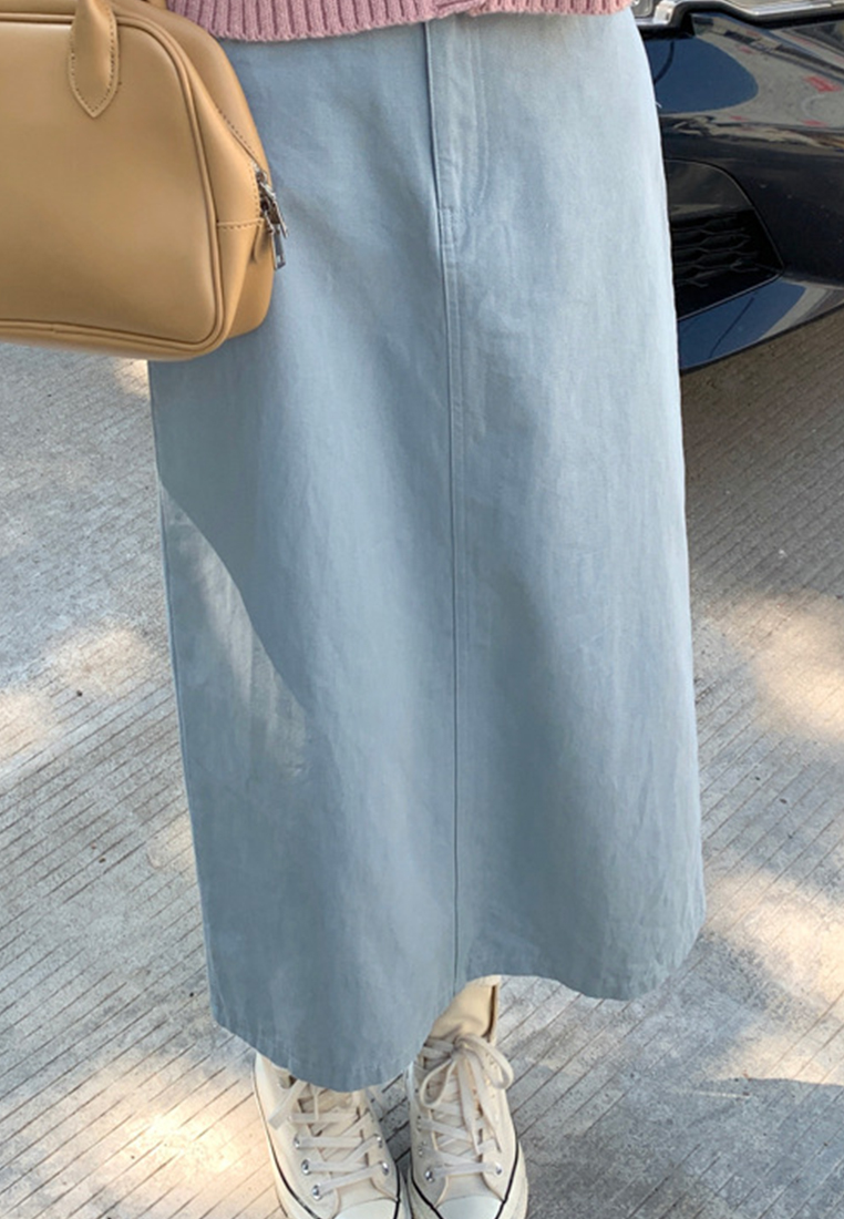 New high waist slimming mid-length straight skirt CA25042939LGBL