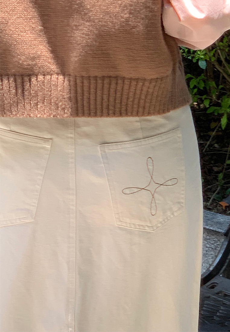 New high waist slimming mid-length straight skirt CA25042939LGBL