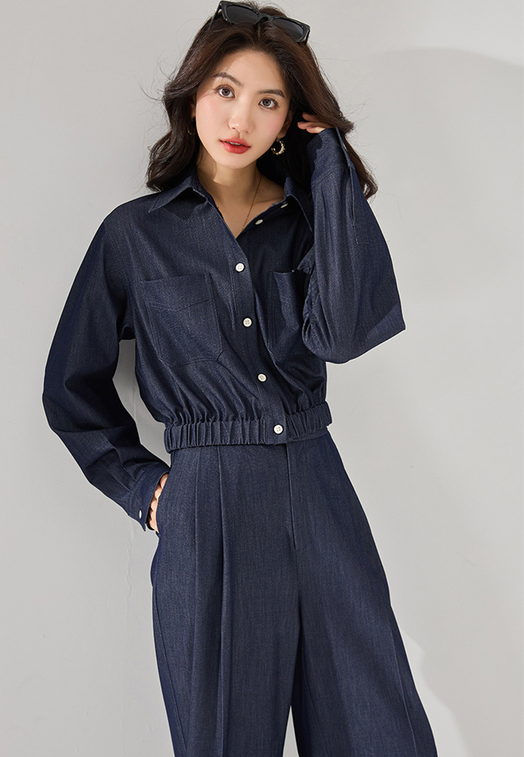Blue loose shirt and pants set CA24091139BL