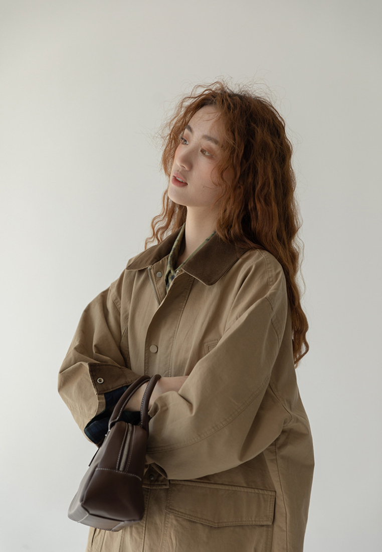 Japanese khaki loose long top CA25091939KI