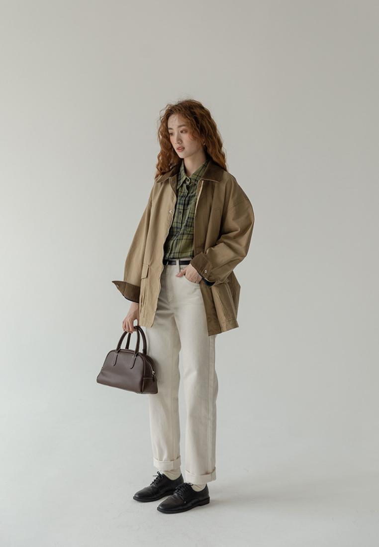 Japanese khaki loose long top CA25091939KI