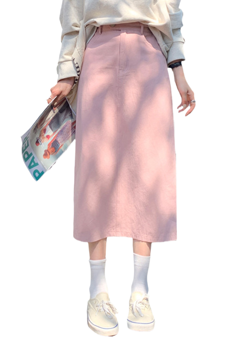 New high waist slimming mid-length straight skirt CA25042939LGBL
