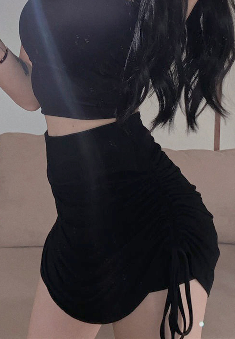 New high waisted drawstring thin yoga pants loose skirt CA24050638BW