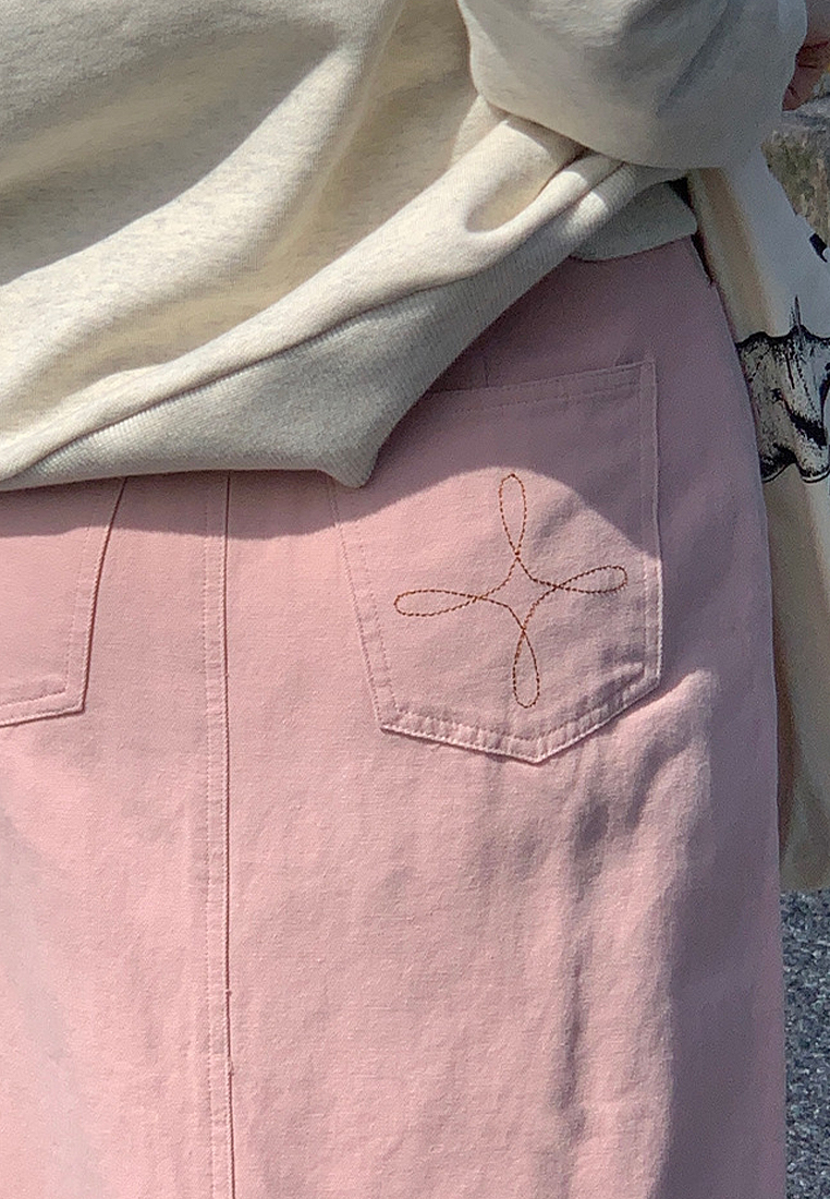 New high waist slimming mid-length straight skirt CA25042939LGBL