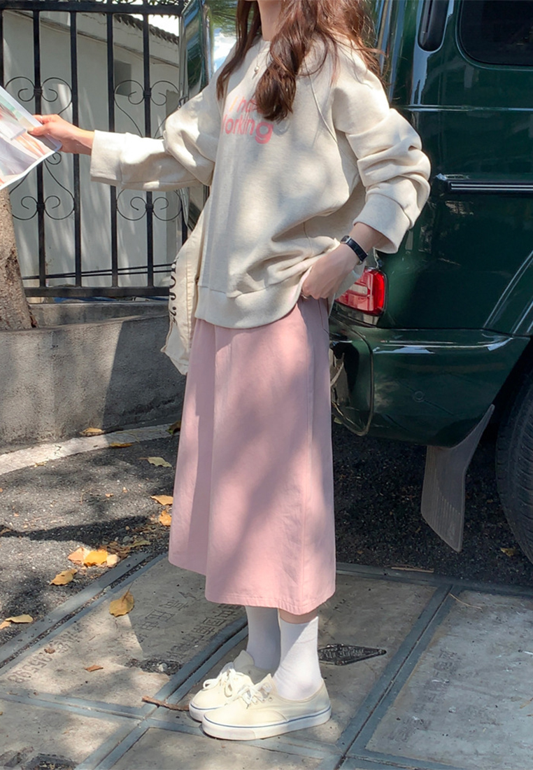 New high waist slimming mid-length straight skirt CA25042939LGBL