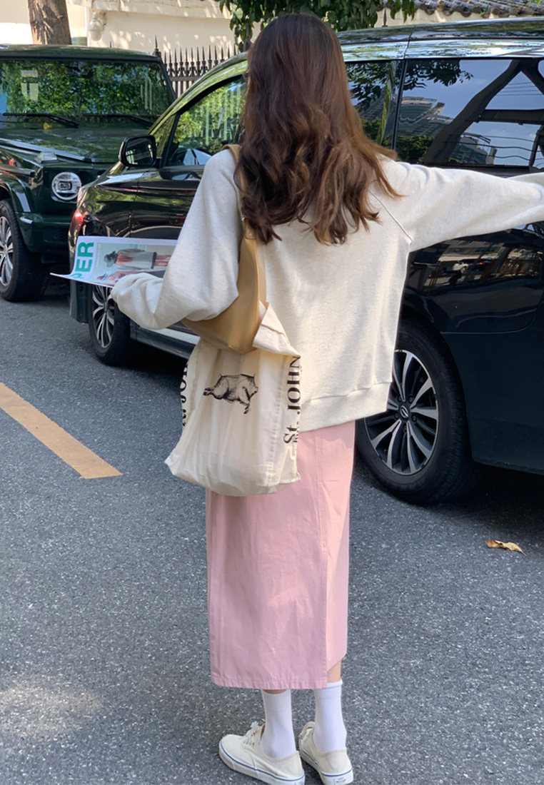 New high waist slimming mid-length straight skirt CA25042939LGBL