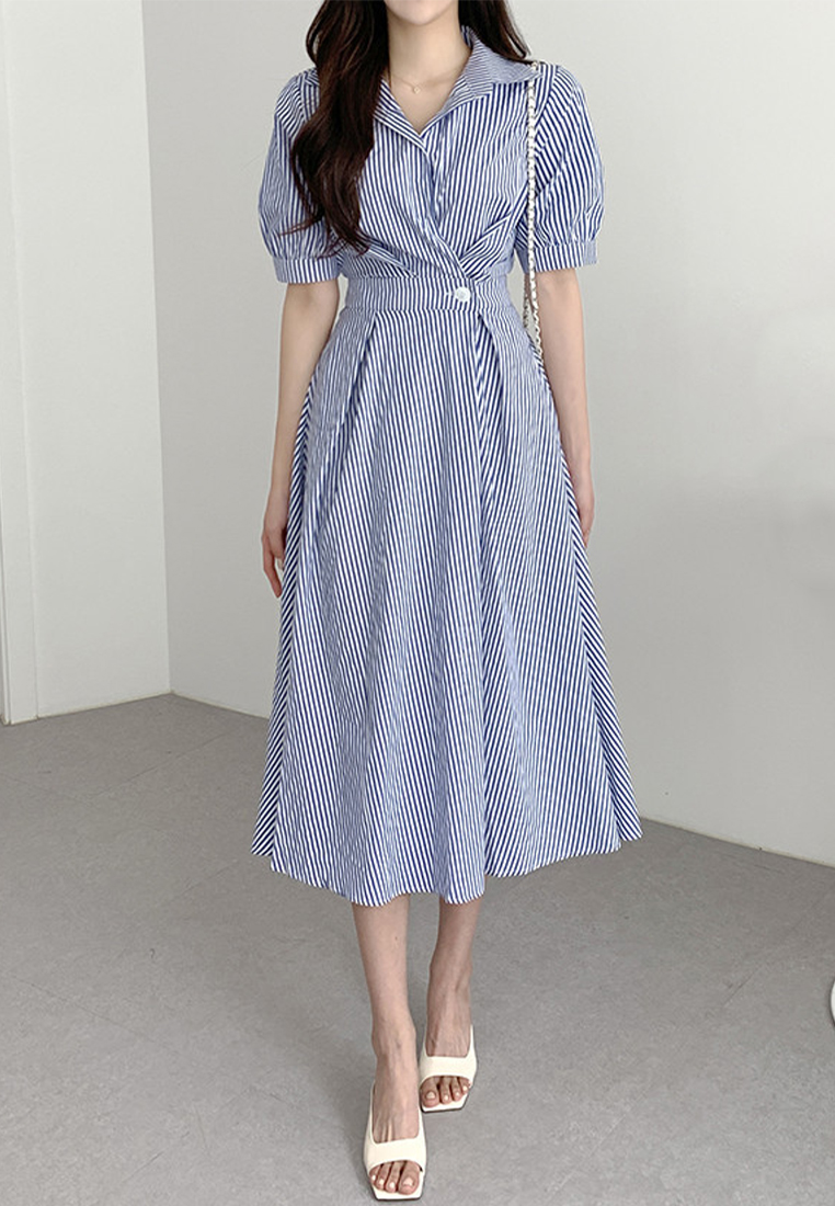 Summer trendy waist cinching dress CA25032747BL