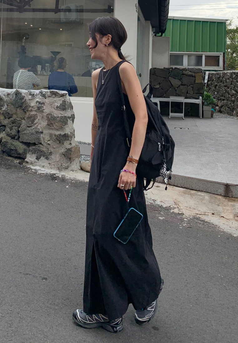  New round neck long sleeveless vest dress CA25032738BK