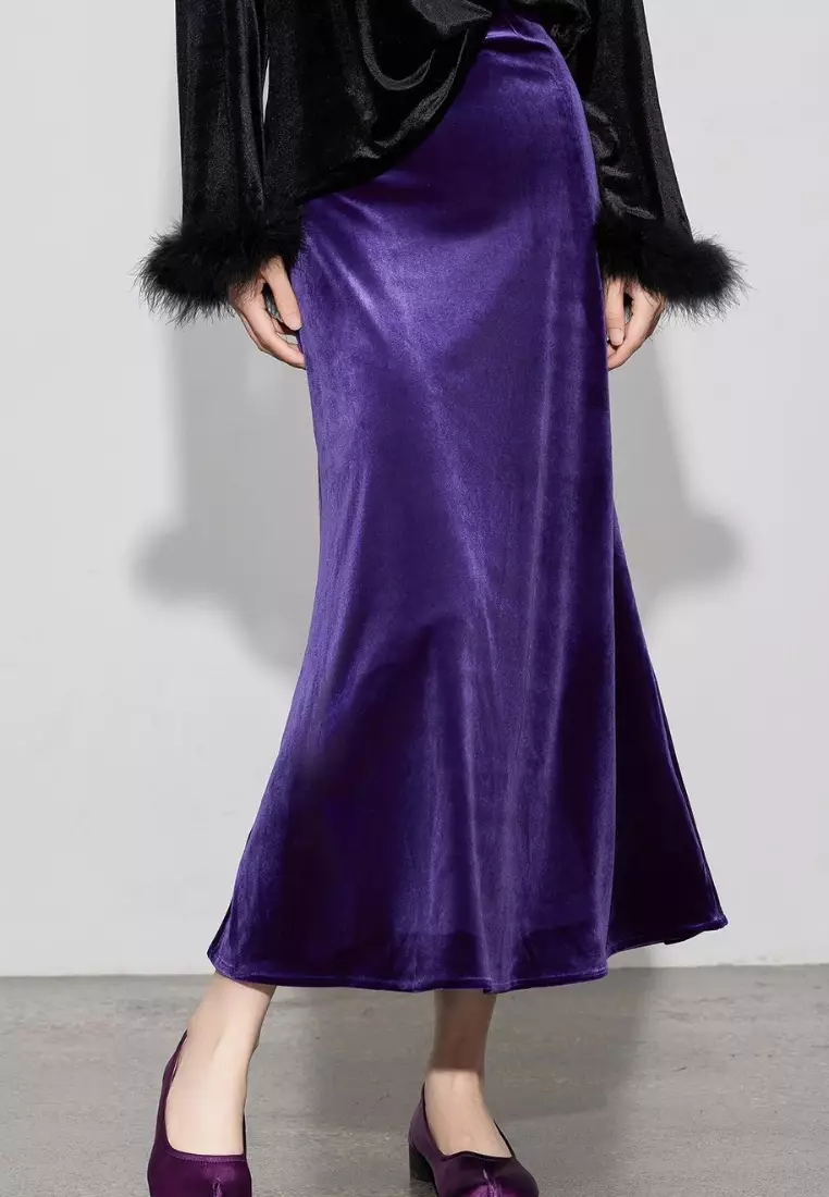 Brand new vintage style velvet skirt K10090502