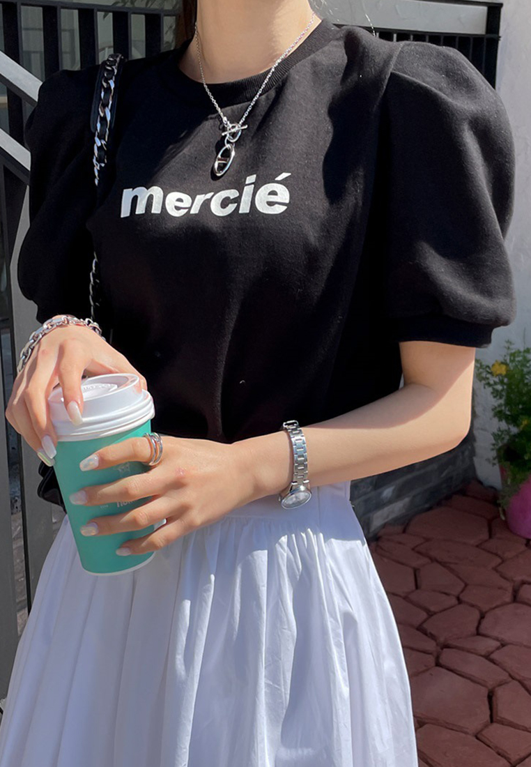 Summer new round neck letter printed T-shirt CA25042913GR