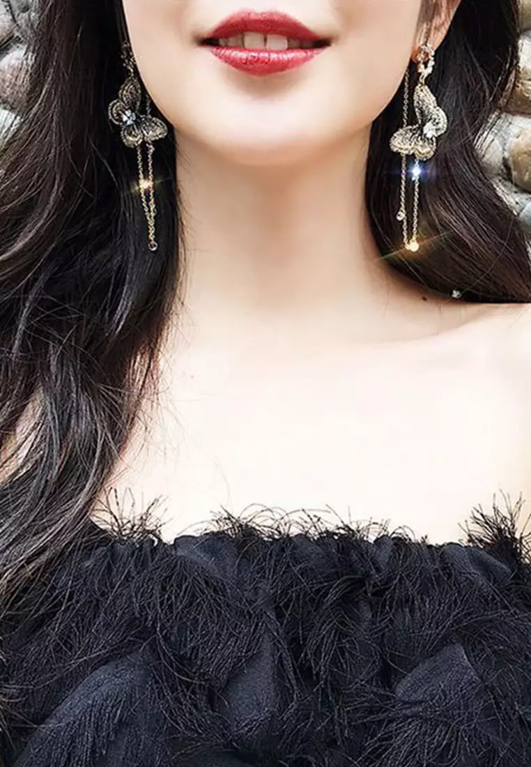 Butterfly Long Tassel Earrings A033008