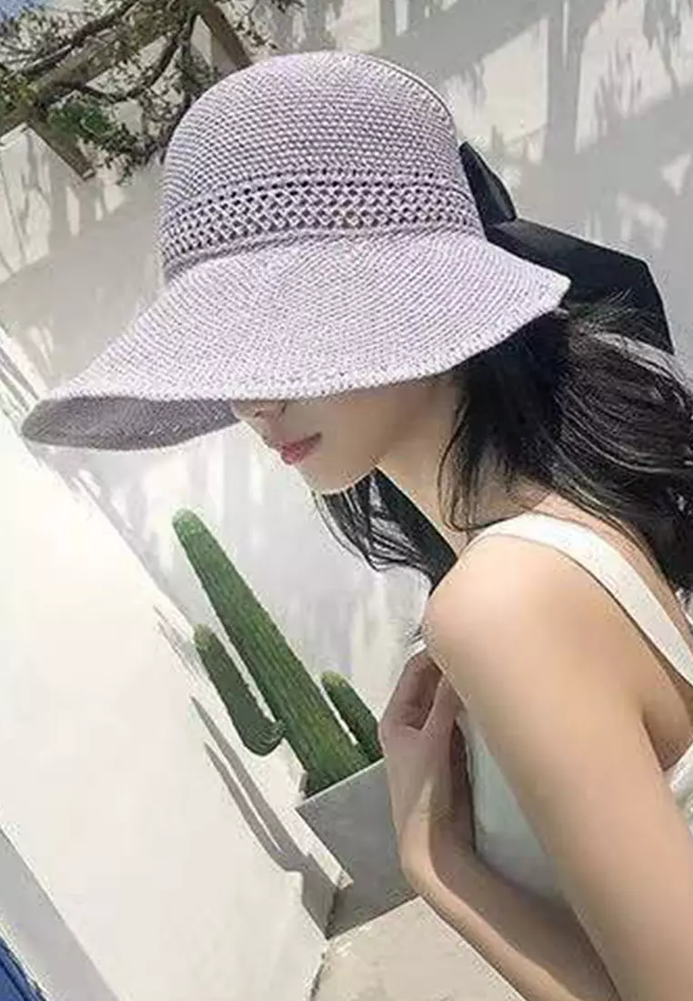 Bow Hollow Big Brim Folding Sunshade Fisherman Caps A22062408PI