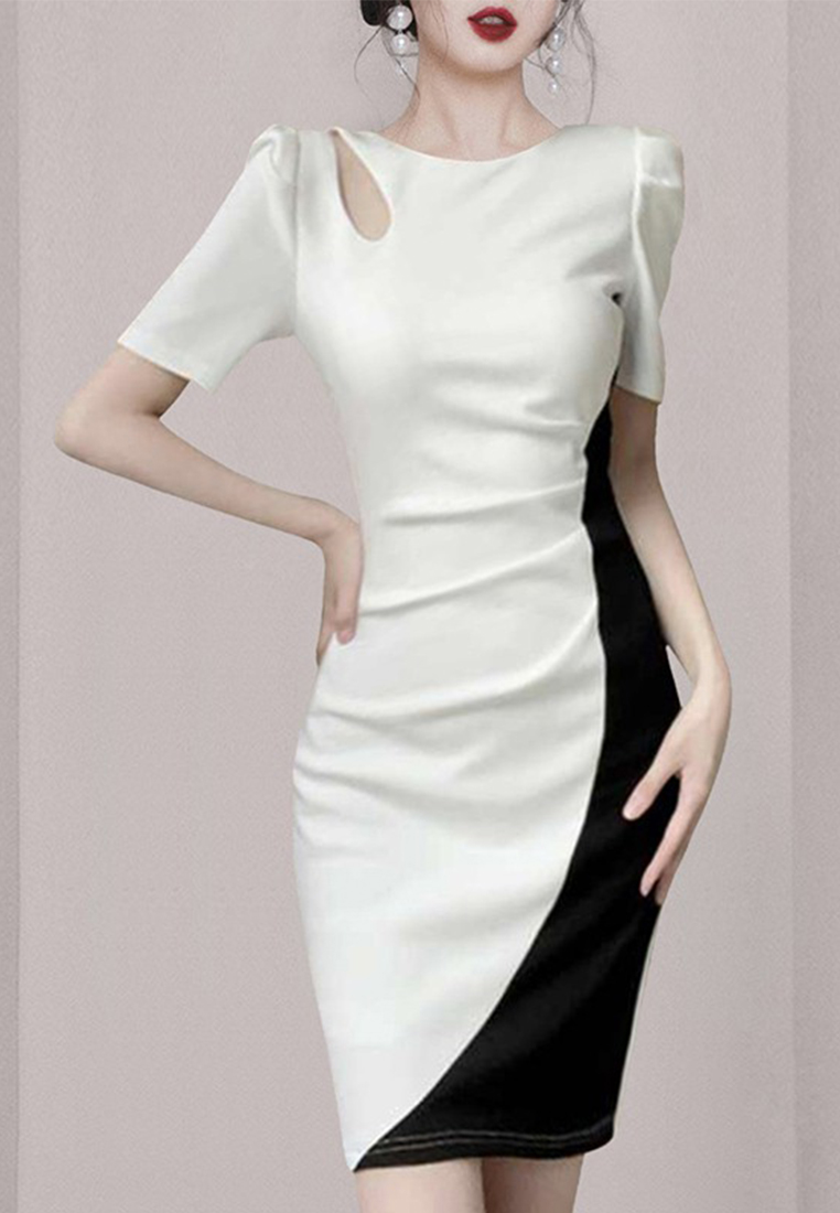 New French Style Design Temperament Pleated pencil midi Dress