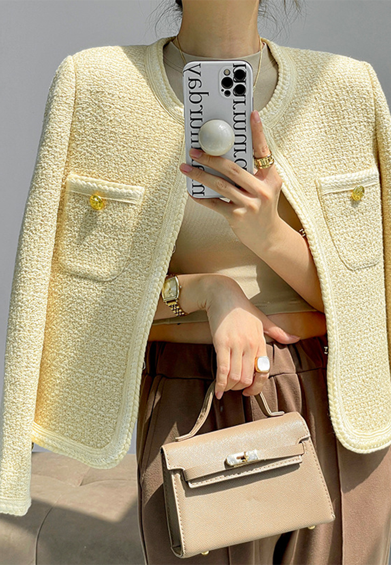 French gentle little fragrance light luxury tweed jacket cropped top CA110204YE