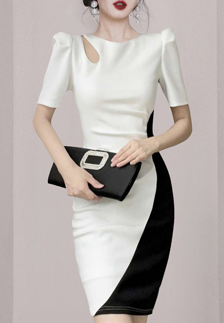 New French Style Design Temperament Pleated pencil midi Dress