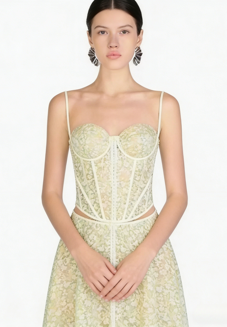 Elegant Lace Corset Maxi Dress Cutout Waist Formal Evening Gown K26040904