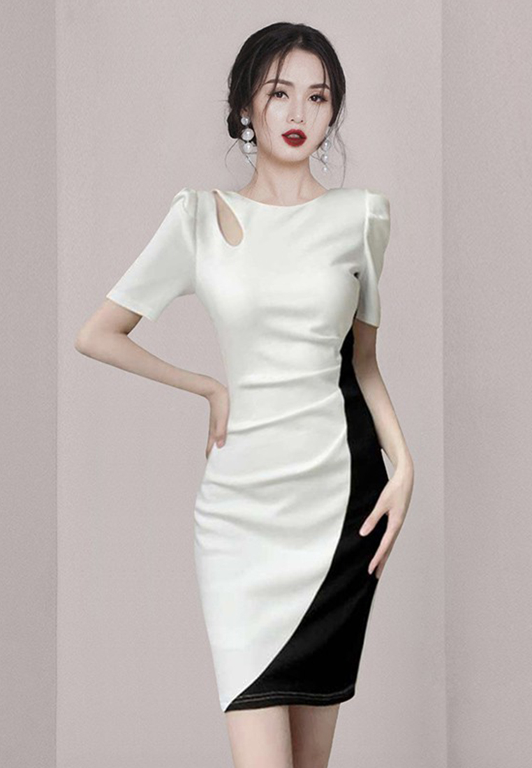 New French Style Design Temperament Pleated pencil midi Dress
