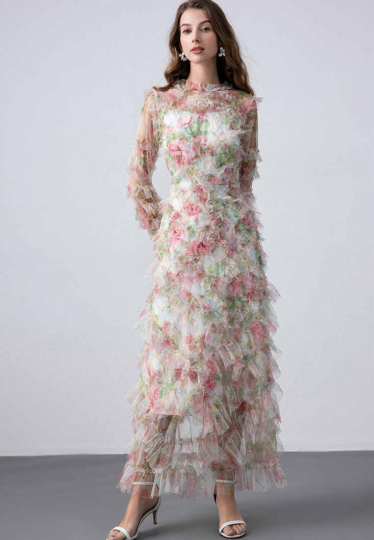 Temperament printed French dress CA241128104MT