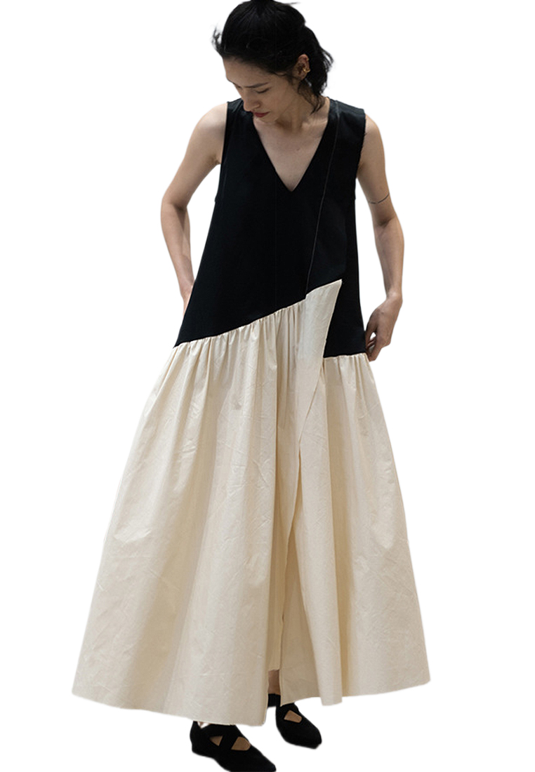 New V-neck loose sleeveless dress CA250325104BK