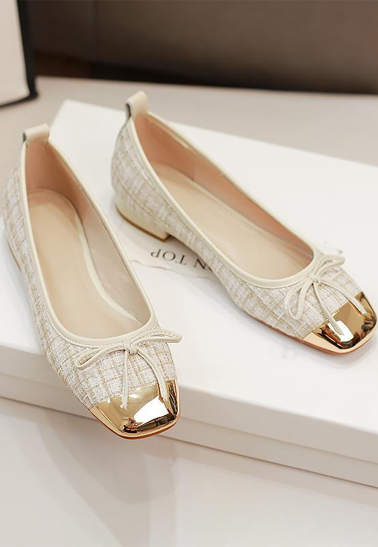 New bow-knot shallow-mouth soft-soled metal flats CA25090204BE