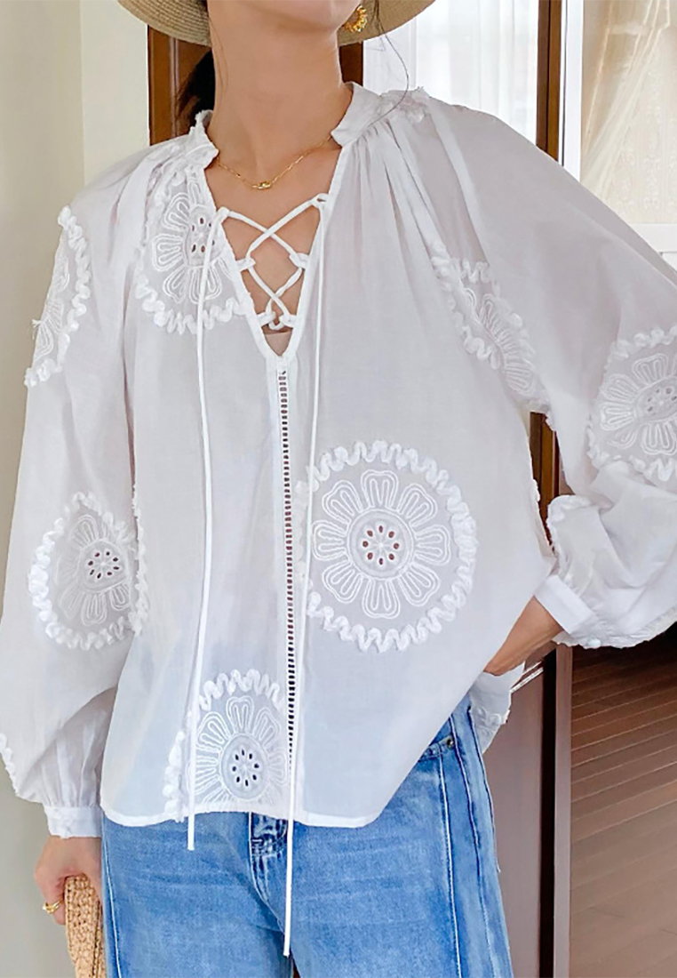 New autumn long-sleeved sun-proof French white shirt CA25100904W