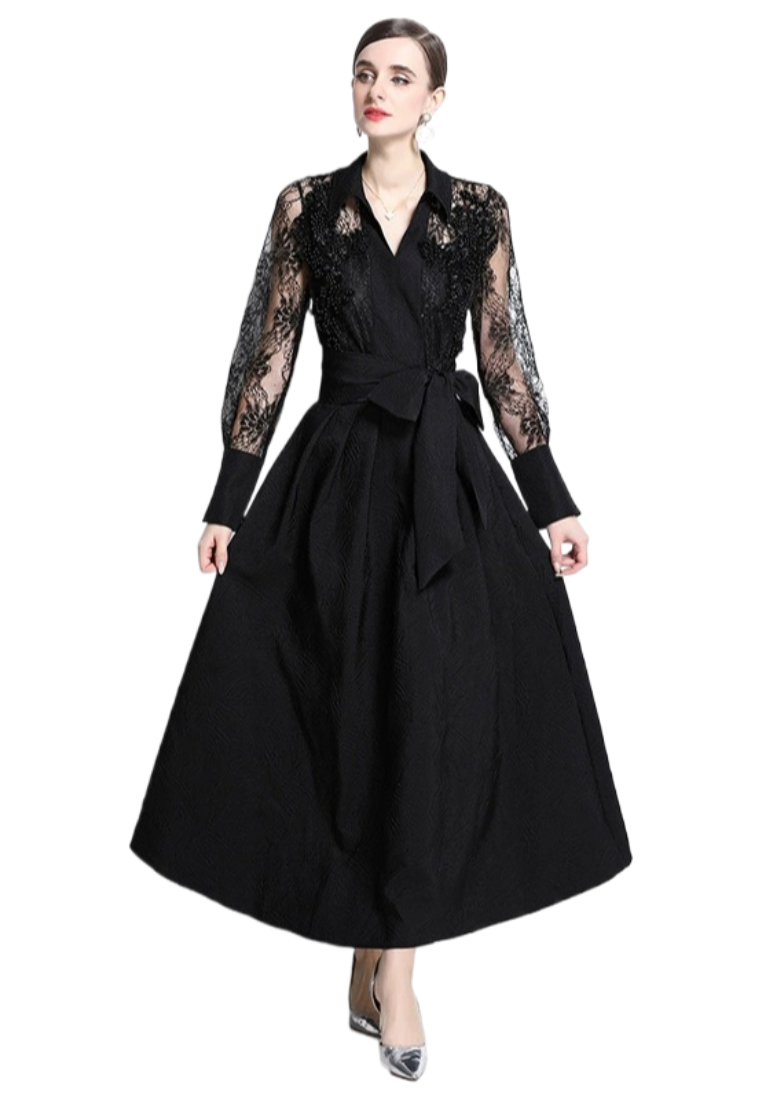 Mesh embroidery unique temperament dress  CA25031204BK